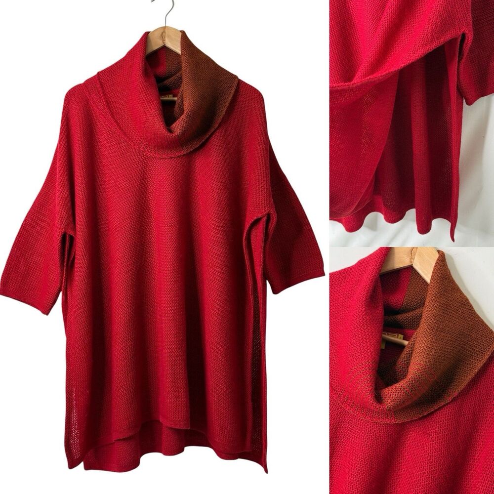 Kuna Peruvian 100% Baby Alpaca Soft Turtleneck Boxy Oversized Poncho Sweater S